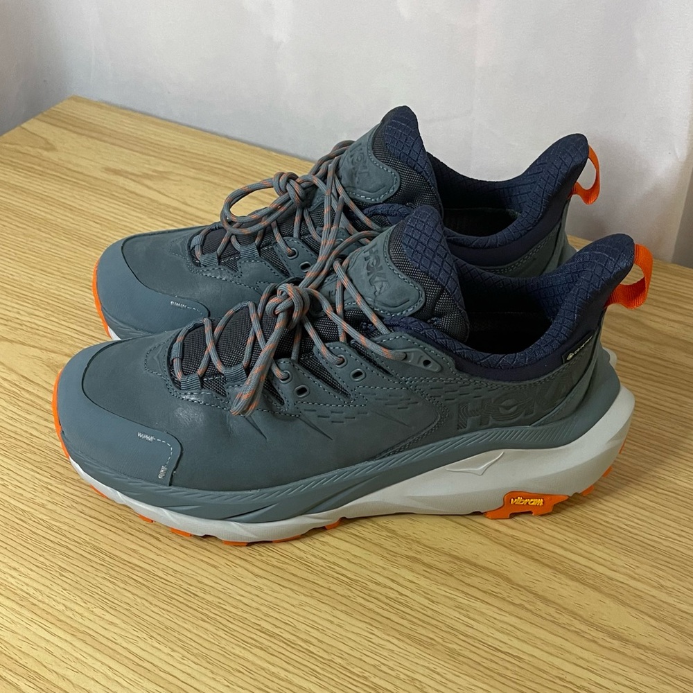 HOKA Men’s Kaha 2 Low GTX Leather Gore-Tex Hiking Sneakers. 8.5 D blue grey - Picture 2 of 13